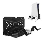 UPOK PS5 için Duvar Montajı, Playstation 5 (Disk ve Dijital) için Güncellenmiş Görünmez Montaj Sistemi ve Kontrolör ve Sağlam Metal Duvara Montaj Kiti 2 Çıkarılabilir Kumanda Tutucu Aksesuarı ile