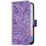 Uposao Huawei P30 cep telefonu kılıfı ile uyumlu deri kılıf eğlenceli Mandala çiçek desenli cüzdan koruyucu kılıf Flip Case cüzdan cep telefonu çantası deri çanta katlanır kılıf stant, lila