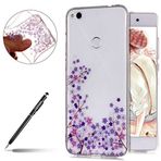 Uposao-Huawei P8 Lite 2017 Pembe Gül Kılıf, Uposao Şeffaf Kiraz Çiçeği Desen Sevimli Güzel Güzel Vintage Yumuşak Silikon Kılıf Esnek Şeffaf Görünüm Hafif Hibrit İnce Tampon Huawei P8 Lite 2017