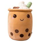 Uposao Kabarcık Çay Peluş Oyuncak, 23 cm Boba Sevimli Oyuncak Plushie Doldurulmuş Bardak Şekilli Dekoratif Minder Süt Çay Yumuşak Bebek Çocuk Peluş Oyuncak Noel, Doğum Günü, Kahverengi