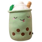 Uposao Kabarcık Çay Peluş Oyuncak, 23 cm Boba Sevimli Oyuncak Plushie Doldurulmuş Bardak Şekilli Dekoratif Minder Süt Çay Yumuşak Bebek Çocuk Peluş Oyuncak Noel, Doğum Günü, Yeşil