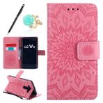 Uposao LG V10 Coque Deri PU Mandala Motif Soleil Fleurs Standı Destek Flip Case Kapak Portföy Rabat Magnétique Portföy-cartesWallet Etui de Koruma Kılıf LG V10 için