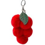 Uposao Pom Poms anahtarlık, yumuşak pelüş, güzel üzüm, tüylü ponponlar, araba anahtarlık, el çantası, cazibe, dekorasyon, sırt çantası, kadınlar ve kızlar için hediye, kırmızı