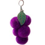 Uposao Pom Poms anahtarlık, yumuşak pelüş, güzel üzüm, tüylü ponponlar, araba anahtarlık, el çantası, cazibe, dekorasyon, sırt çantası, kadınlar ve kızlar için hediye, koyu mor