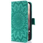Uposao-Samsung Galaxy J7 Duo için Uposao Kılıf PU Deri Cüzdan Kılıf Kapaklı Tam Kapaklı Kılıf, 3D Mandala Desenli Taşınabilir Kılıf, Galaxy J7 Duo için, Yeşil
