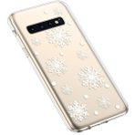 Uposao Samsung Galaxy S10 Plus ile uyumlu silikon kılıf, Noel şeffaf yumuşak TPU cep telefonu kılıfı, şeffaf, ultra ince, şeffaf, kristal berraklığında tamponlu arka kapak, beyaz kar taneleri