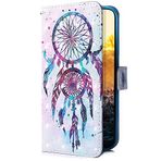 Uposao Samsung Galaxy S20 cep telefonu kılıfı ile uyumlu parlak Bling 3D renkli deri kılıf kapaklı koruyucu kılıf cep telefonu çantası cüzdan cüzdan kitap tarzı kılıf mıknatıslı stand kart bölmesi, rüya avcısı