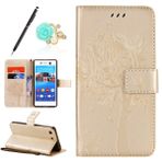 Uposao Sony Xperia Sony M5 M5 Kılıf Baskılar Kediler Kelebekler Yakalar Ağaç Desen Tasarım PU Deri Cüzdan Kapaklı Kılıf Kapak Koruyucu Kabuk Arka Kapak Kılıf Kitap Tarzı Kılıf, altın, Sony Xper
