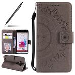 Uposao-Uposao LG G3 Case, PU Kılıf, Ters çevirilen kapaklı kapak, Tampon, Deri Cüzdan Ters çevirilen kapaklı, Ters çevirilen kapaklı kapak, Mandala Kılıf, Ultra Slim Case for LG G3, Gri