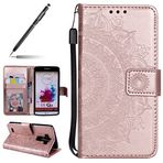Uposao-Uposao LG G3 Kılıf, PU Kılıf, Ters çevirilen kapaklı, Tampon, Deri Cüzdan, Ters çevirilen kapaklı, Mandala Kılıf, Ultra ince kılıf LG G3 için, Pembe Altın Rengi
