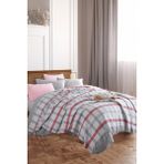 Upstyle Battaniye Pamuklu Çift Kişilik Warm Soft Gri-Kırmızı - 180 x 220 cm