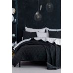 Upstyle Kapitone Yatak Örtüsü Seti Çift Kişilik Solid Siyah-Gri - 200 x 220 cm