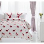 Upstyle Kapitone Yatak Örtüsü Seti Tek Kişilik Geyik Bordo - 160 x 220 cm