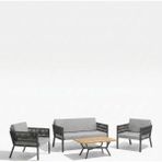 Upstyle Lido Bahçe & Balkon Oturma Takımı | Metal Karkas, 2+2 Koltuk, Antrasit Açık Gri