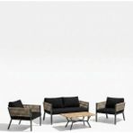 Upstyle Lido Bahçe & Balkon Oturma Takımı | Metal Karkas, 2+2 Koltuk, Antrasit Siyah