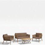 Upstyle Lido Bahçe & Balkon Oturma Takımı | Metal Karkas, 2+2 Koltuk, Cappucino Kahve - Cappucino - Kahve