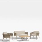 Upstyle Lido Bahçe & Balkon Oturma Takımı | Metal Karkas, 2+2 Koltuk, Teak Sehpa - Krem