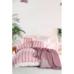 Upstyle Sport Çizgili Nevresim Takımı Çift Kişilik Soft Line Bordo