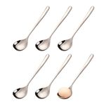 UPTALY 6 adet kepçe derin çorba kaşığı, uzun saplı (7,9 inç / 20 cm), 18/10 paslanmaz çelik servis kaşığı, büyük ramen kaşığı, kalın sos çorba kaşığı, sos kepçesi çorbası, mutfak sos kepçesi
