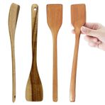 UPTALY Omlet için 4 adet İnce Ahşap Torna Tezgahı (27 cm x 4,5 cm), 15 Derece Eğimli Ahşap Spatula, Küçük Tava ve Mini Yapışmaz Tava için, Doğal Ahşap, Ekleme Yok, Kızarmış Yumurta için Mutfak Turner