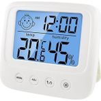 Upway Dijital LCD Masaüstü Saat Beyaz Renkli Dikdörtgen Şekil Sıcaklık Nem Konfor Alarm Özellikleri