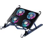 Upway Upway 3600RPM 4 Turbo Fanlı 7 Kademe Yükseklik Ayarlı LED Işıklı Soğutuculu Katlanabilir Dizüstü Laptop Standı - Siyah