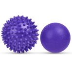 URAQT Spiky Masaj Topu Seti, 2'li Paket Fizik Tedavi Masaj Topu, Miyofasyal Serbest Bırakma ve Tetik Noktası Derin Doku Masajı için Sert Lakros Topu ve Dikenli Masaj Topu (Mor)