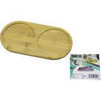 Uravas Store 2 Bölmeli Oval Ahşap Bambu Yağdanlik Altlik Mini Tepsi 12 x 23.4 x 0.8cm (5528)