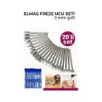 Uravas Store 20 Parça Profesyonel Elmas Freze Ucu Seti - 3mm Şaft Gravür, Taş ve Cam Işleme Taşlama Seti