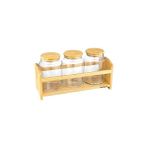 Uravas Store Bambum Bench Standlı 4 Parça Küçük Cam Baharat Takımı
