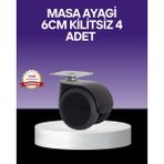 Uravas Store Çok Amaçlı Kilitsiz Masa Ayağı Tekerleği 6 cm