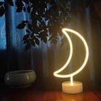 Uravas Store Dekoratif Pilli Ay Tasarımlı 3D Neon LED Masa ve Gece Lambası (5047)