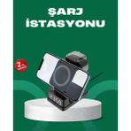 Uravas Store Dijital Saatli Kablosuz Şarj Istasyonu – 3’ü 1 Arada Apple Uyumlu Hızlı Şarj ve LED Ekran