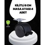 Uravas Store Mey Ithalat® 6 cm Kilitli Tekerlek Ayak 4 Adet Sehpa ve Ekipman Uyumlu - Seçenek - Renk Tonu