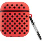 Uravas Store Newface Apple Airpods 2 (2.nesil) Spor Delikli Kılıf - Siyah-Kırmızı - (ClearEyelets)Black-RadiantOrchid