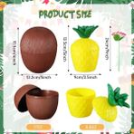 Uravas Store Üreticiniz Ananas&hindistan Cevizi Tasarımlı Pipetli Bardak Seti (6 Adet)