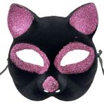 Uravas Store Üreticiniz Siyah Renk Pembe Simli Süet Kedi Maskesi 18X14 cm