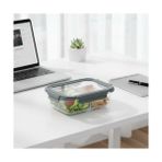 Uray Home 1500 ml Büyük Boy Iki Bölmeli Cam Saklama Kabı, Sızdırmaz Kilitli Kapaklı Yemek Beslenme Kutusu, Fırına Girebilen Borosilikat Cam Lunch Box Sefer Tası - 0 Siyah - Option-1