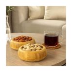 Uray Home 2'li Yuvarlak Bambu Çerezlik - Kestane Akaju - Option-1