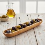 Uray Home 35CM Bambu Zeytinlik – Doğal Ahşap Oval Uzun Servis Tabağı | Meze Sunumu, Çerezlik, Atıştırmalık Tabağı | Çevre Dostu Mutfak ve Sofra Aksesuarı - Option-1 - 51R-Turuncu
