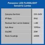 Uray Home LED Projektör Sensorlü, Gün Işığı 20W 1590LM 4000K - Ahşap