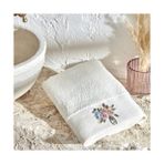 Uray Home Nakışlı %100 Pamuk Havlu Mavi 30X50 cm - Option-1 - 001-Beyaz