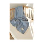 Uray Home Pamuklu 4 Katlı Müslin Bebek Battaniyesi, Mavi, 90X110 Cm, Antibakteriyel, Dantelli, Düz Desen - 0 Siyah - --