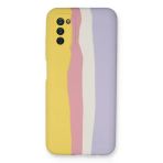 Uray Store Samsung Galaxy A03s Kılıf Ebruli Lansman Silikon - Sarı-Mavi