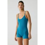 Urban Beat ALesıa Mavi Renkli Kadın Slim Fit İp Askılı Tulum Örme Kumaş ve Düz Desen ile Şık - XS