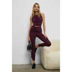 Urban Beat Bordo Renkli Urban Kadın Slim Tayt Esnek ve Yumuşak Dokulu Beli Büzgülü