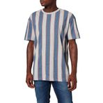 Urban Classics Erkek baskılı büyük beden bol çizgili tişört Vintageblue S
