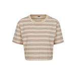 Urban Classics Kadın Kısa Çok Renkli Çizgili Tişört, Çok Renkli (Kum/Siyah/Beyaz/Firered 01686), S