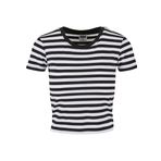 Urban Classics Kadın tişörtü, kısa çizgili tişört, kadınlar için, çizgili, farklı renklerde mevcuttur, bedenler XS-5XL, Beyaz/Siyah, XL