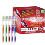 Urban Essentials 100 Toplu diş fırçası Ayrı ayrı sarılmış Orta kıllı tam kafa Ağız bakımı manuel çoklu paket diş fırçası setleri hijyenik antibakteriyel kapaklı çocuk dişlerini fırçalamak için mükemmel yetişkinler